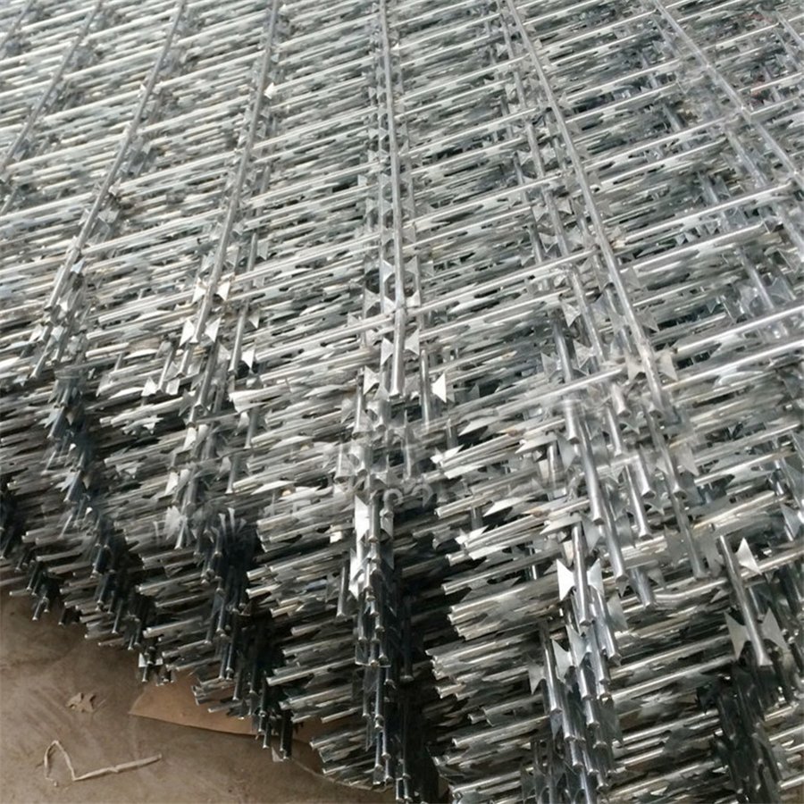 Wholesale security straight galvanized Razor blade flat concertina diamond welded welded razor barbed wire mesh fencing panel
