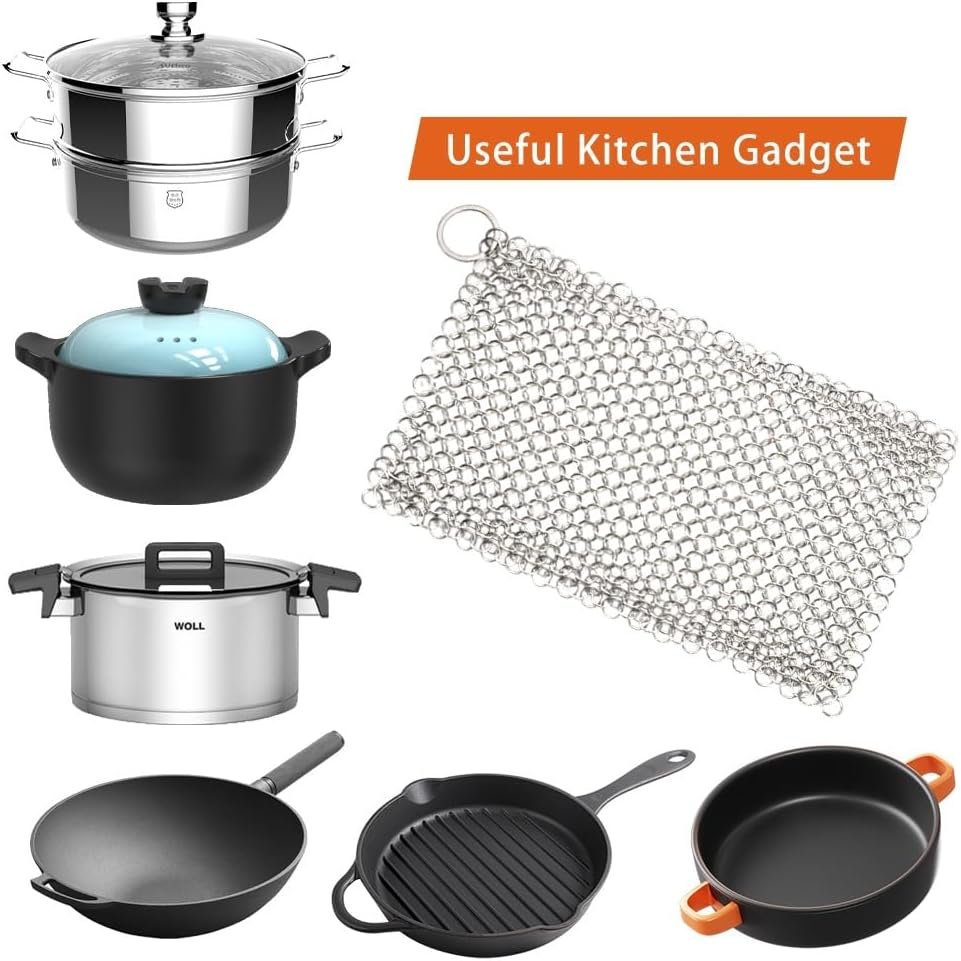 Wholesale Stainless Steel Chainmail Scrubber Cleaner Cast Cookware Pans Metal Chain Scrubber