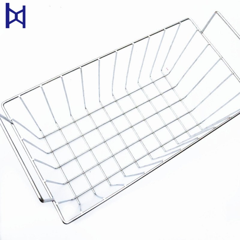 Metal Material Wire Mesh Basket With Handle Stainless Steel Wire Mesh Basket For Kitchen And Bathroom