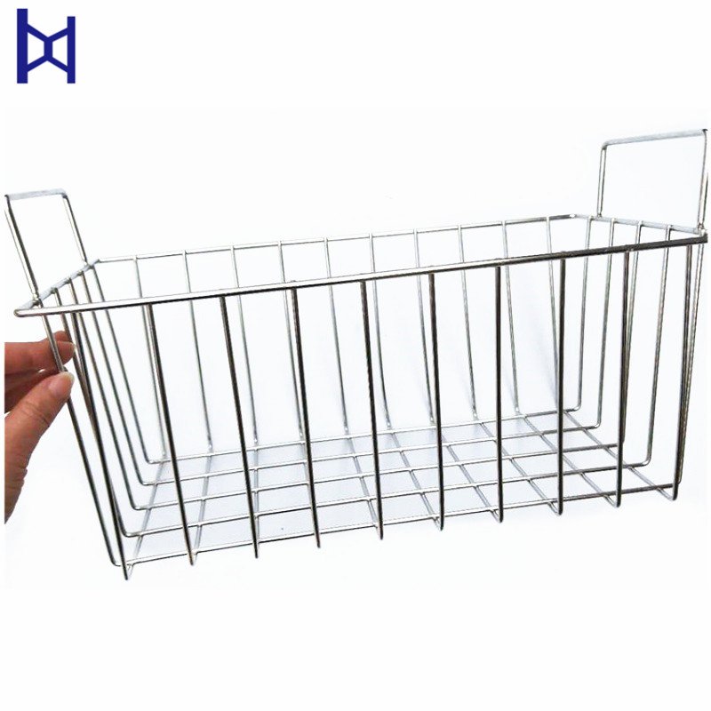 Metal Material Wire Mesh Basket With Handle Stainless Steel Wire Mesh Basket For Kitchen And Bathroom