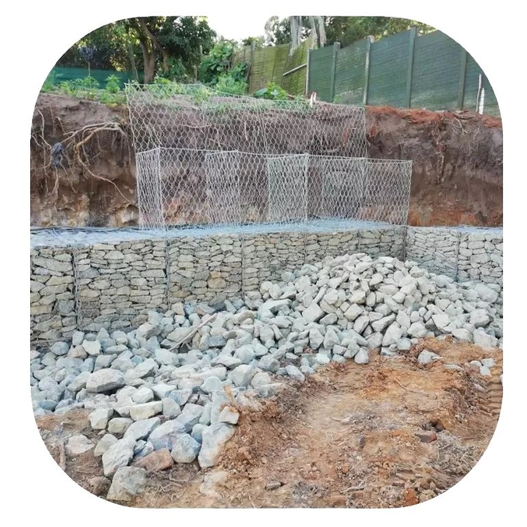 galvanized hexagonal wire mesh netting pvc coated gabion stone filled gabion basket in Philippines
