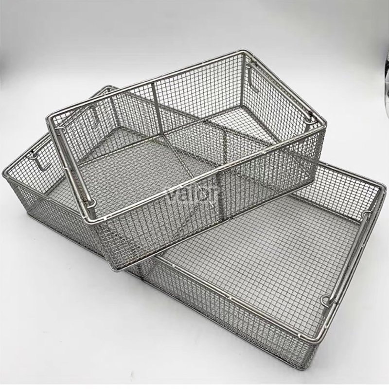 Customized stainless steel medical disinfect woven wire mesh basket shallow wire mesh basket metal wire golf basket