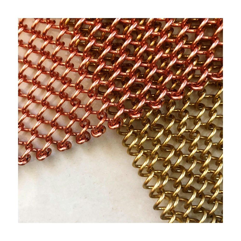 Chain Link Curtain Mesh Outdoor Gold Brass Metal Spiral Stainless Steel Building Elevator Chain Link Decorative Mesh