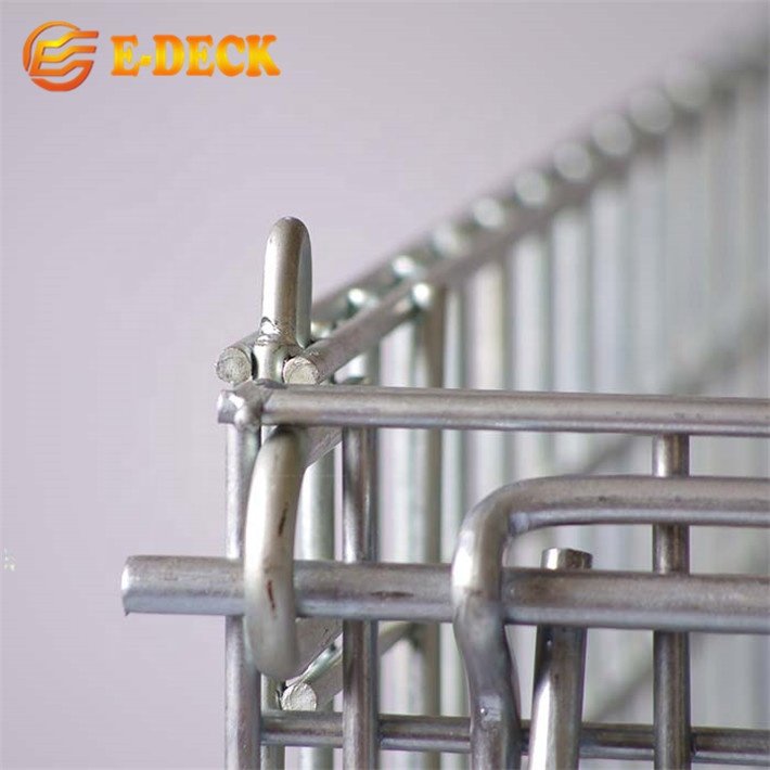 E-deck Hot Sale Folding Storage Metal Crate Wire Mesh Cage With Wheels