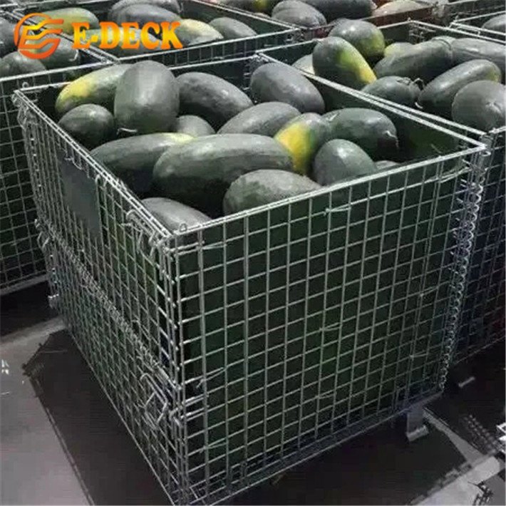 E-deck Hot Sale Folding Storage Metal Crate Wire Mesh Cage With Wheels
