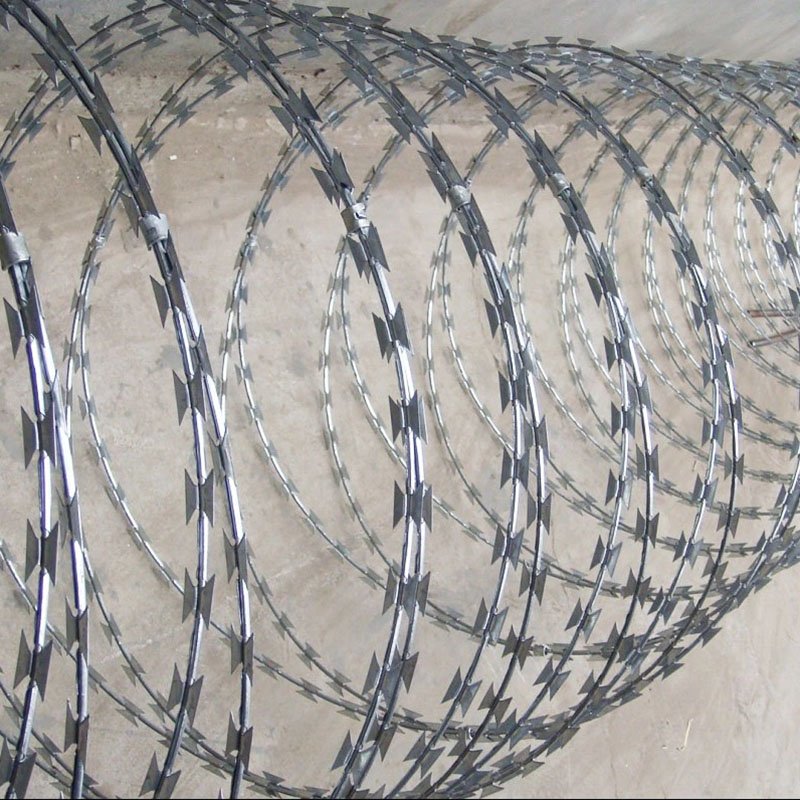 Cross Razor Type and Iron Wire Material Anti-rust razor blade barbed wire for sale