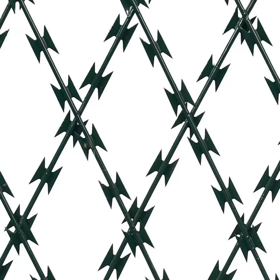 Wholesale BTO-22 Welded Security Razor Wire Diamond Mesh Or Oblique Square Mesh 100 Mm*200 Mm 150 Mm*300 Mm