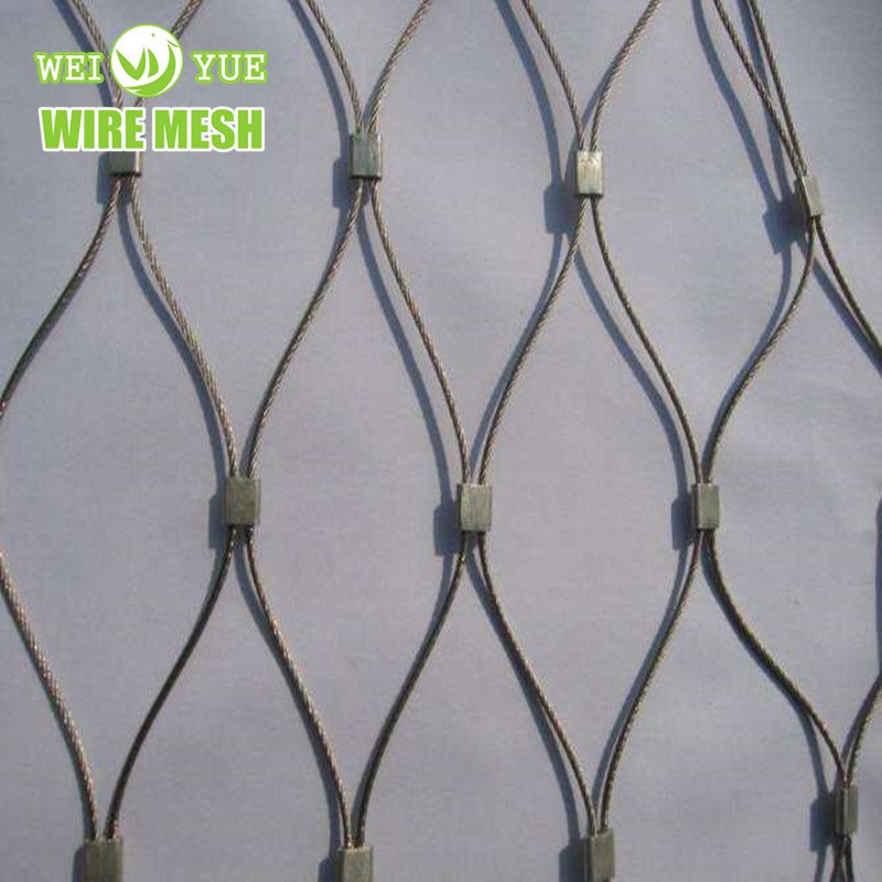 SS316 Ferrule Diamond Stainless Steel Birdhouse Net Zoo Rope Net Wire Rope Net For Animal Fence