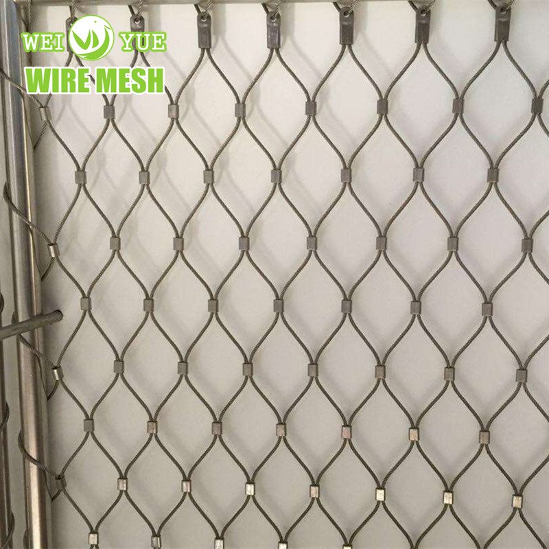 SS316 Ferrule Diamond Stainless Steel Birdhouse Net Zoo Rope Net Wire Rope Net For Animal Fence