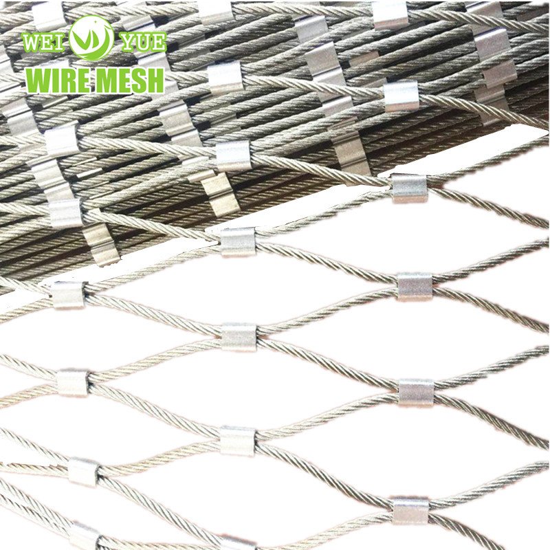 SS316 Ferrule Diamond Stainless Steel Birdhouse Net Zoo Rope Net Wire Rope Net For Animal Fence