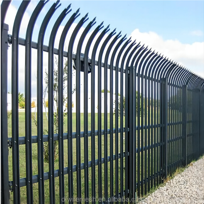 Customized High Security Steel Curved Top Palisade Garden Fence For Sale