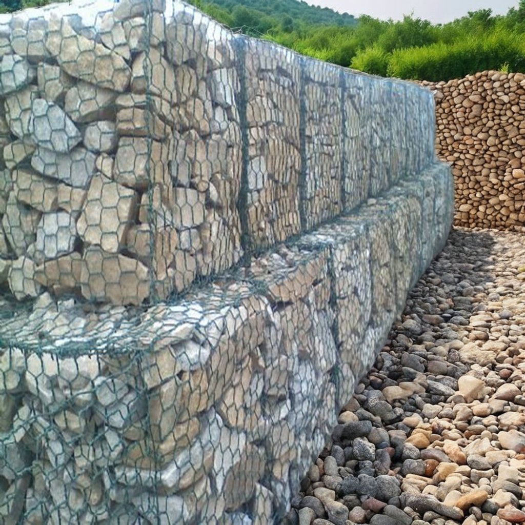 Easy Installation Gabion Mesh Galvanized Steel Iron Wire Woven Wire Mesh for Stone Cage Fence