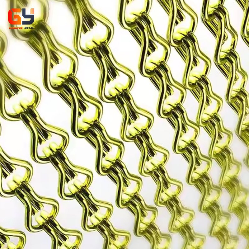 Champaign Gold Decorating Metal Wire Mesh Double Hook Chain Metal Mesh