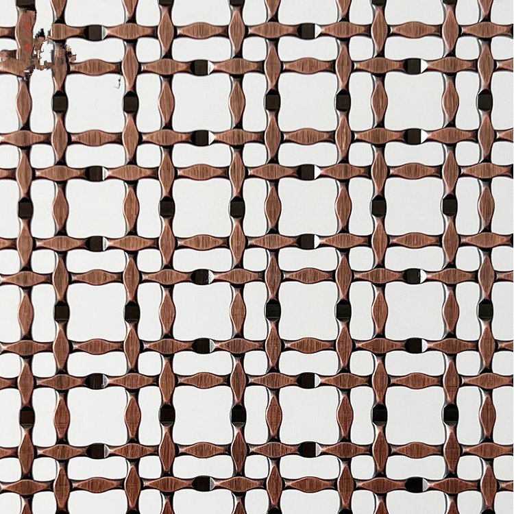 Crimped Metal Mesh Gold Stainless Steel Decorative Mesh Metal Spiral Mesh Bronze Screen Curtain