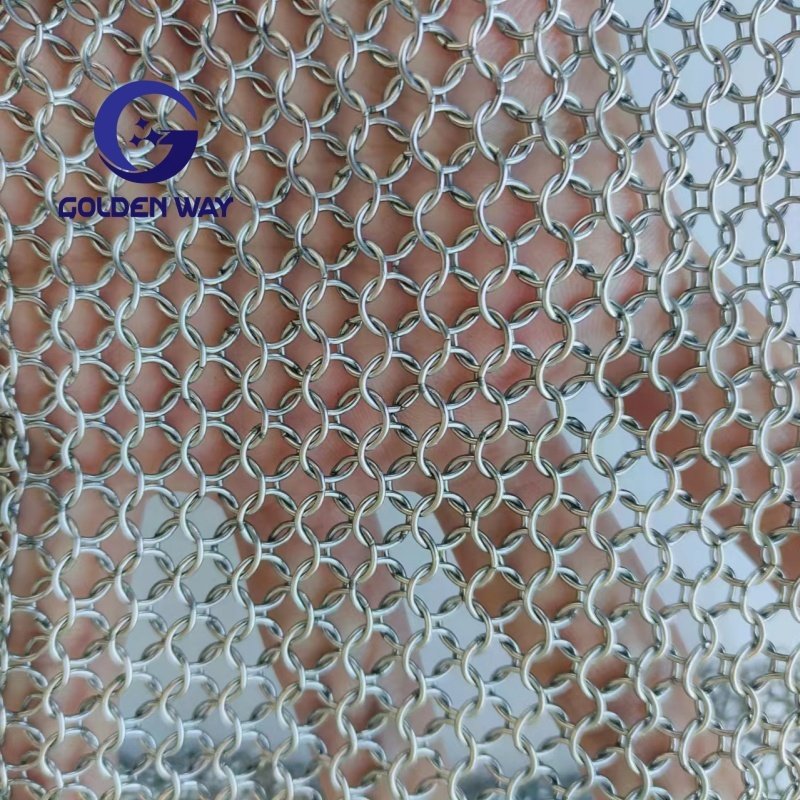 Architectural Stainless Steel Woven Ring Metal Wire Mesh Screen Decorative Curtain For Curtain Decorative Mesh