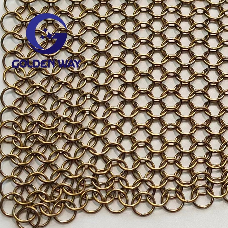 Architectural Stainless Steel Woven Ring Metal Wire Mesh Screen Decorative Curtain For Curtain Decorative Mesh