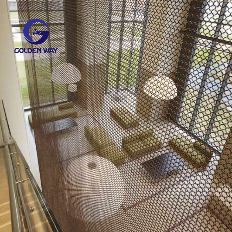 Architectural Stainless Steel Woven Ring Metal Wire Mesh Screen Decorative Curtain For Curtain Decorative Mesh