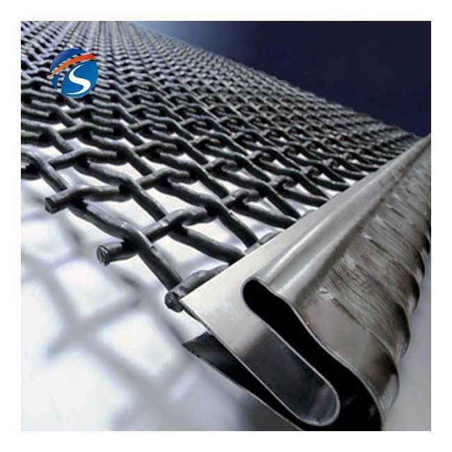 Wholesale 45# 65Mn Steel Crimped Wire Mesh Screen Sand Gravel Mine Sieve Crusher Hooked Vibrating Screen Mesh