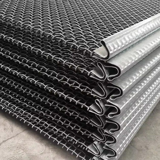 Wholesale 45# 65Mn Steel Crimped Wire Mesh Screen Sand Gravel Mine Sieve Crusher Hooked Vibrating Screen Mesh