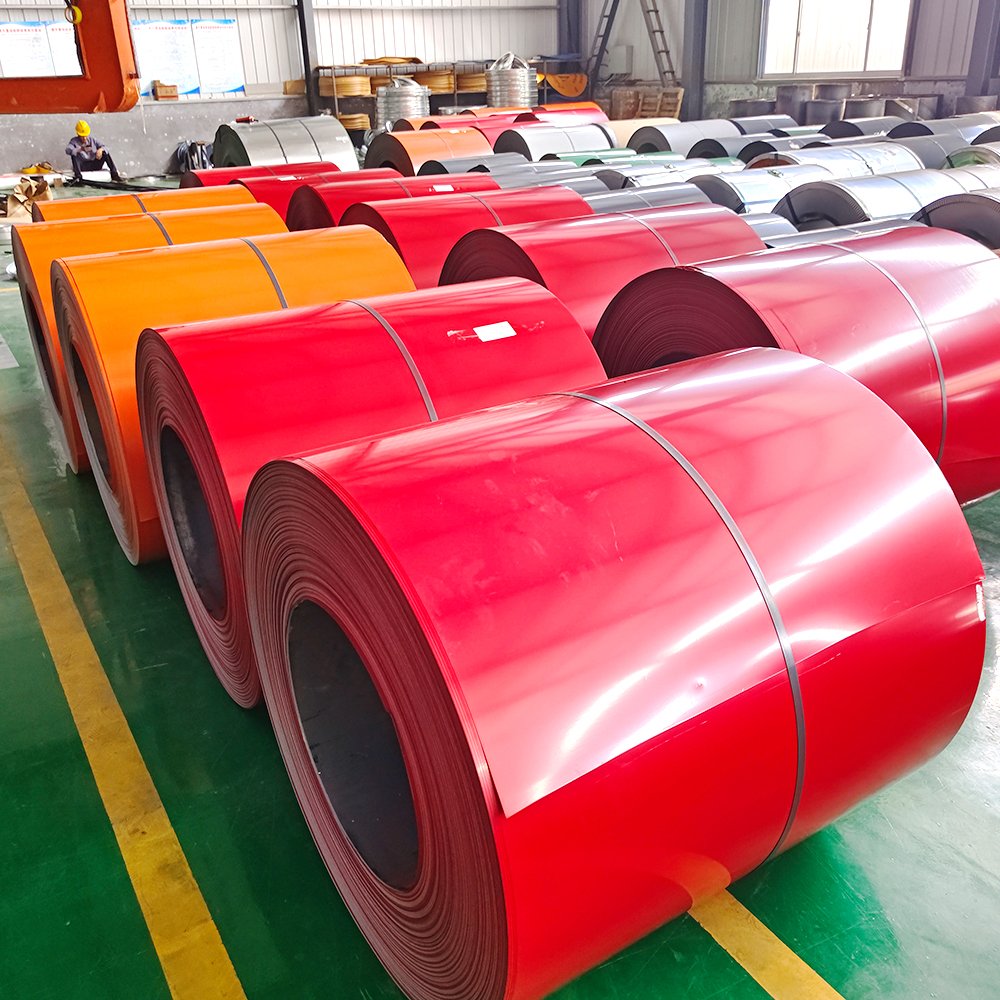 red matt wrinkle ppgi white colour 9002 iron color coated prepainted steel coil flower pattern sgcc coil