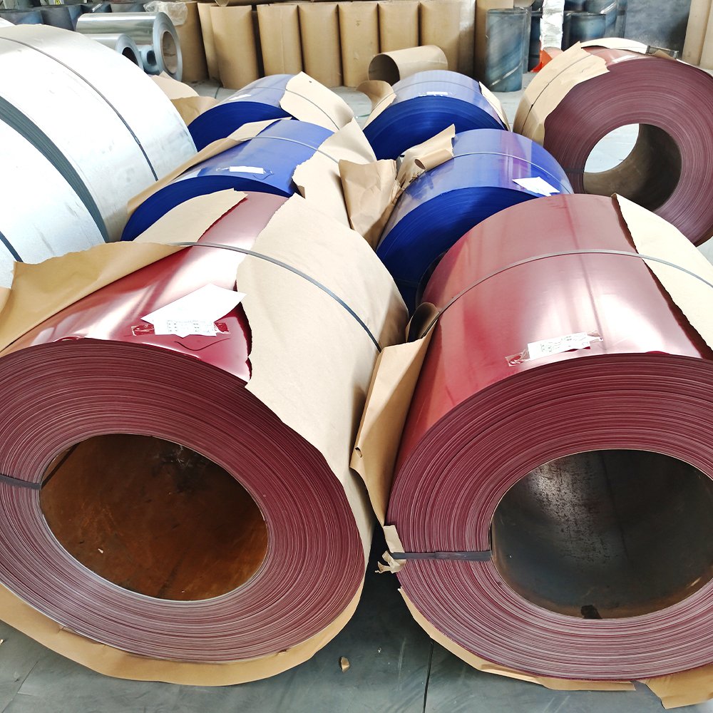 red matt wrinkle ppgi white colour 9002 iron color coated prepainted steel coil flower pattern sgcc coil