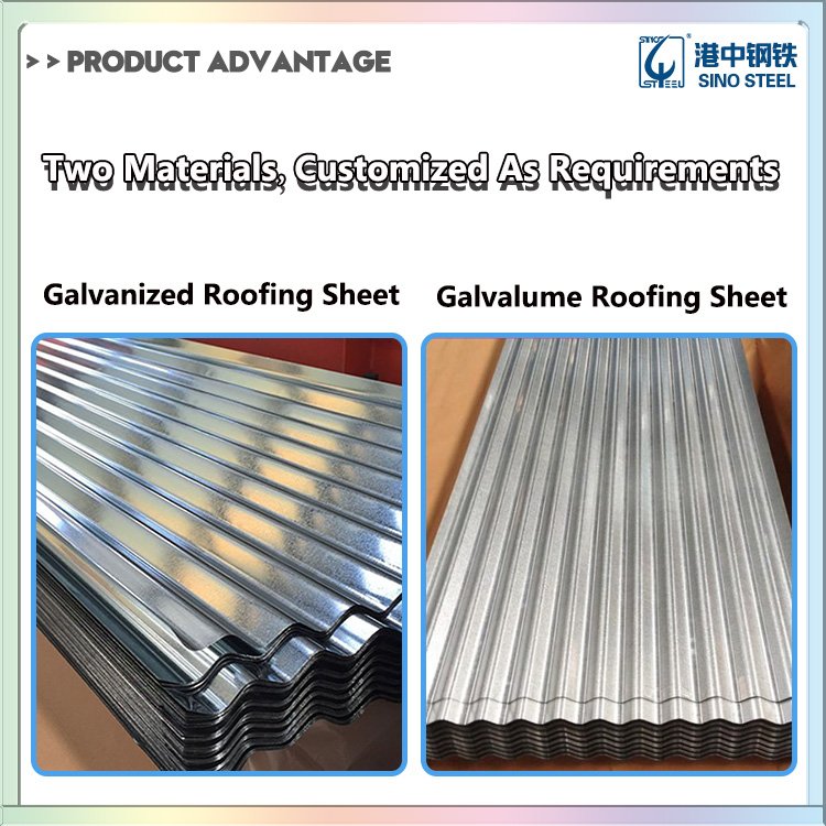 Corrugated Metal Roofing 14 Gauge 0.45mm Zinc Roof Galvanized Steel Sheet