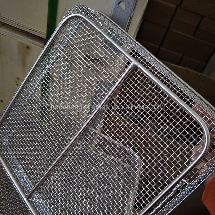 Sterilization stainless steel wire mesh basket for medical autoclave tray and kitchen bread basket