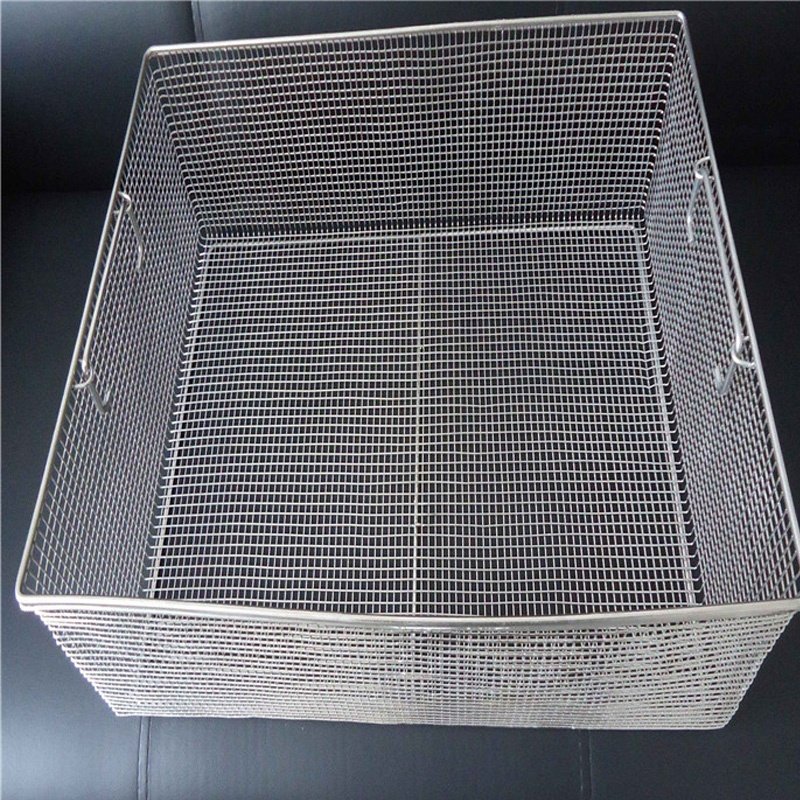 Sterilization stainless steel wire mesh basket for medical autoclave tray and kitchen bread basket