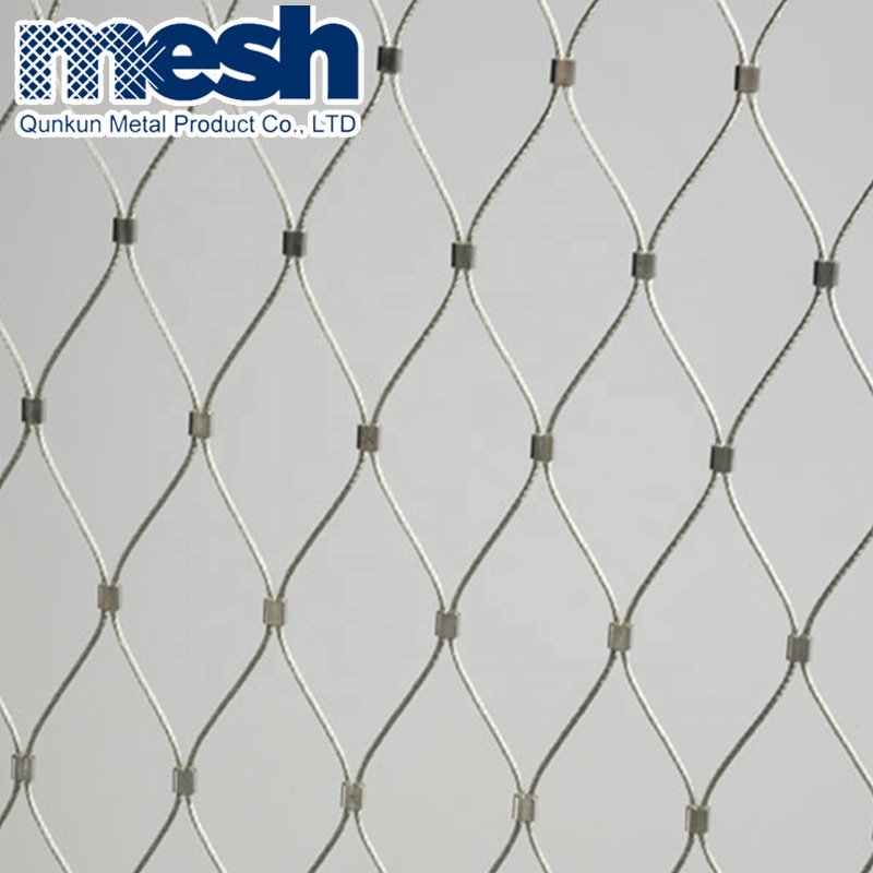 Ferruled type Flexible stainless steel wire rope mesh net Ferrule Zoo Fence 7x7 7x19 structure wire rope mesh net