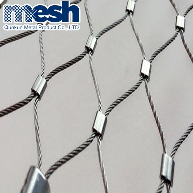 Ferruled type Flexible stainless steel wire rope mesh net Ferrule Zoo Fence 7x7 7x19 structure wire rope mesh net