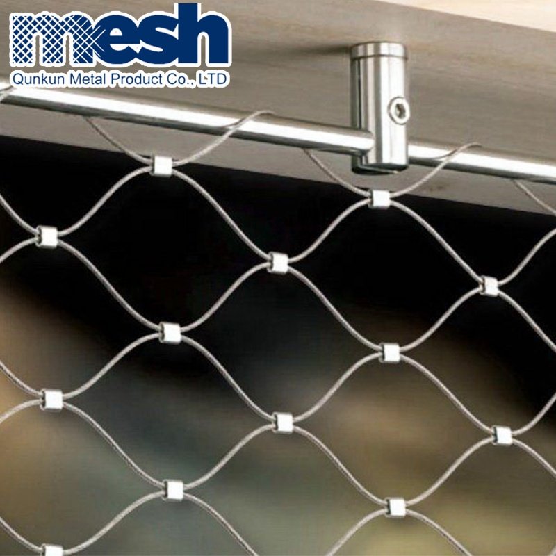 Ferruled type Flexible stainless steel wire rope mesh net Ferrule Zoo Fence 7x7 7x19 structure wire rope mesh net