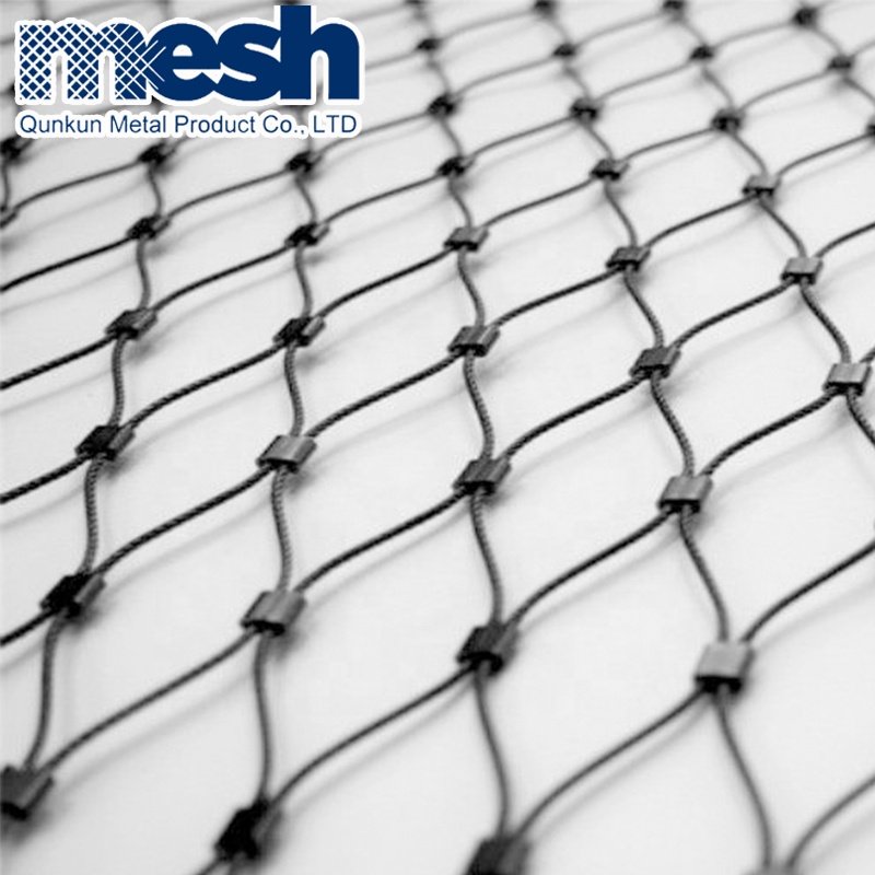Ferruled type Flexible stainless steel wire rope mesh net Ferrule Zoo Fence 7x7 7x19 structure wire rope mesh net