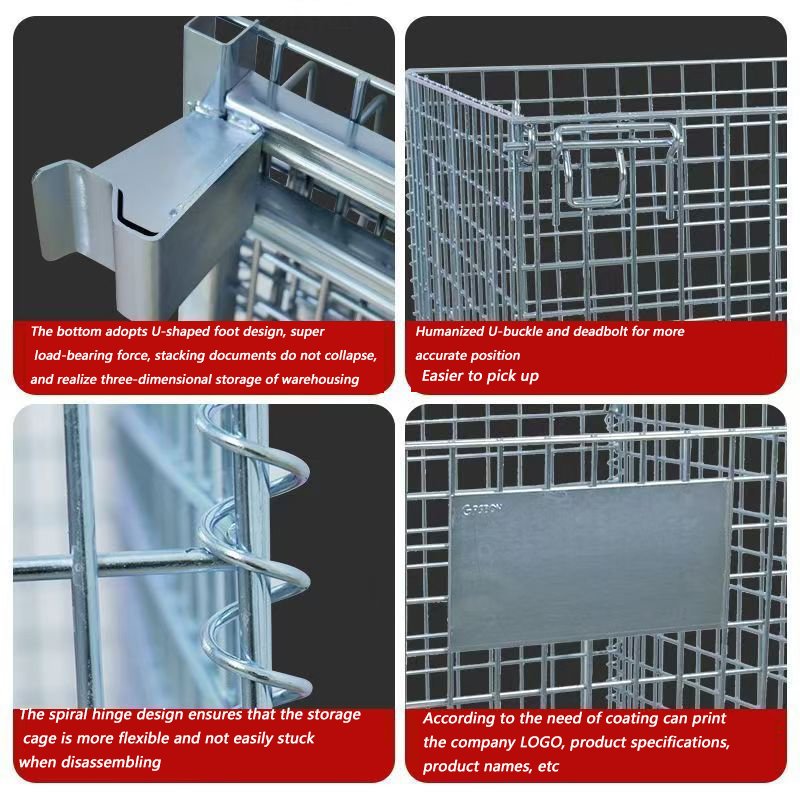 Foldable Iron Storage Cage with Steel Wire Mesh Durable and Portable Box for Organization and Space Saving