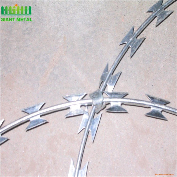 Hot Dipped Galvanized Concertina Razor Barbed Wire BTO22 PVC Coated Iron & Steel Blade Type Secure Fence Security Coils Prisons