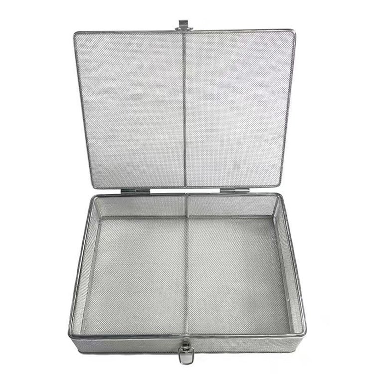 Professional Customization of 304 Ultrasonic Instrument Cleaning Basket with Cover Metal Stainless Steel Woven Wire Mesh