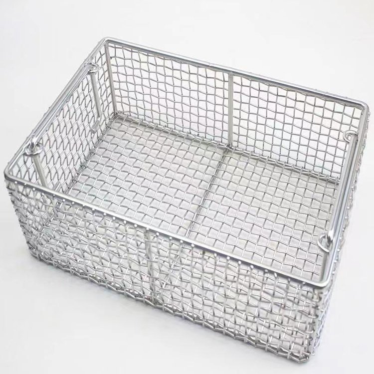 Professional Customization of 304 Ultrasonic Instrument Cleaning Basket with Cover Metal Stainless Steel Woven Wire Mesh