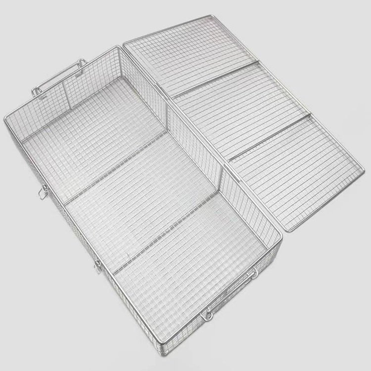Professional Customization of 304 Ultrasonic Instrument Cleaning Basket with Cover Metal Stainless Steel Woven Wire Mesh