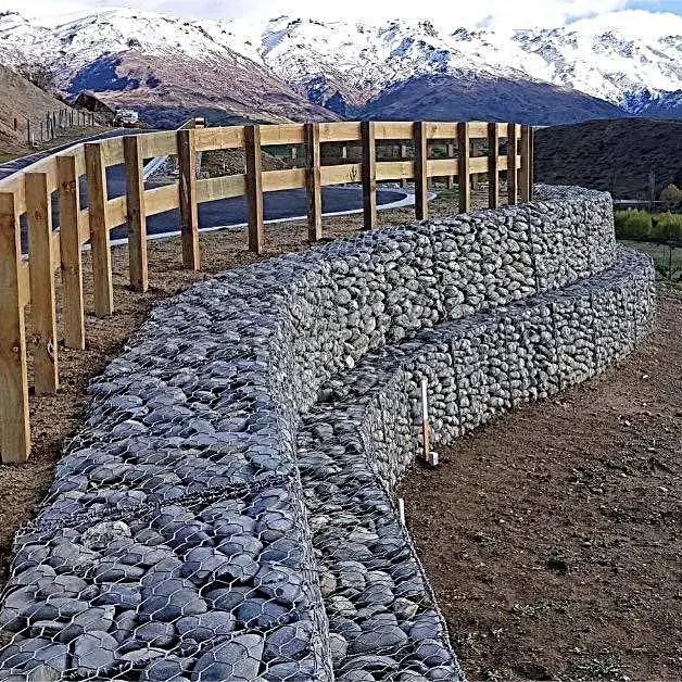 High quality galvanized stone gabion cages triple twisted hexagonal gabion basket galfan coated gabion box for retaining wall