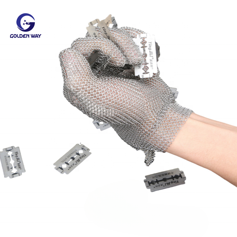 Popular Butcher Workman Protection 3 Finger Stainless Steel Wire Mesh Butcher Steel Iron Gloves For Butcher Safety Gloves