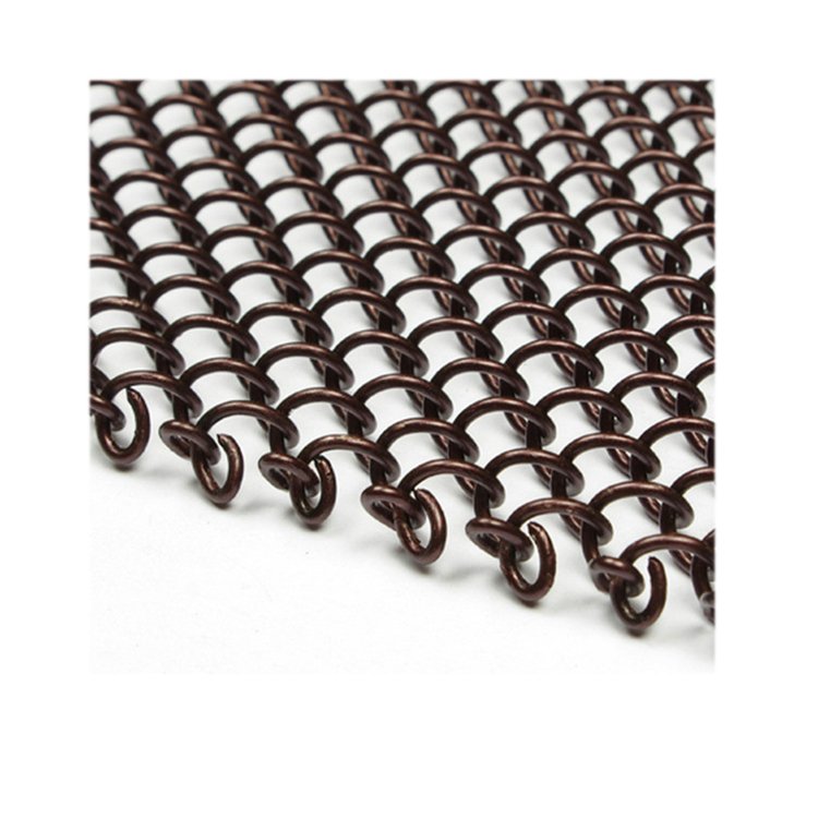 Flat Metal Furniture Screen Single Crimp Grille Antique Brass Finish Double Round Decorative Woven Wire Mesh