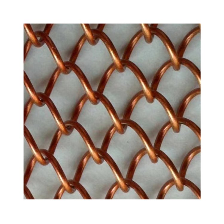 Flat Metal Furniture Screen Single Crimp Grille Antique Brass Finish Double Round Decorative Woven Wire Mesh