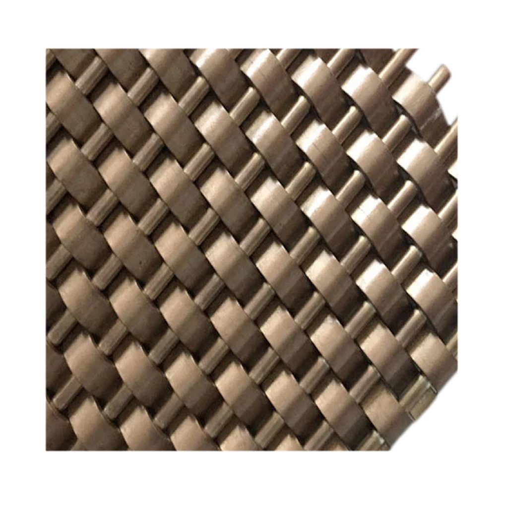 Flat Metal Furniture Screen Single Crimp Grille Antique Brass Finish Double Round Decorative Woven Wire Mesh