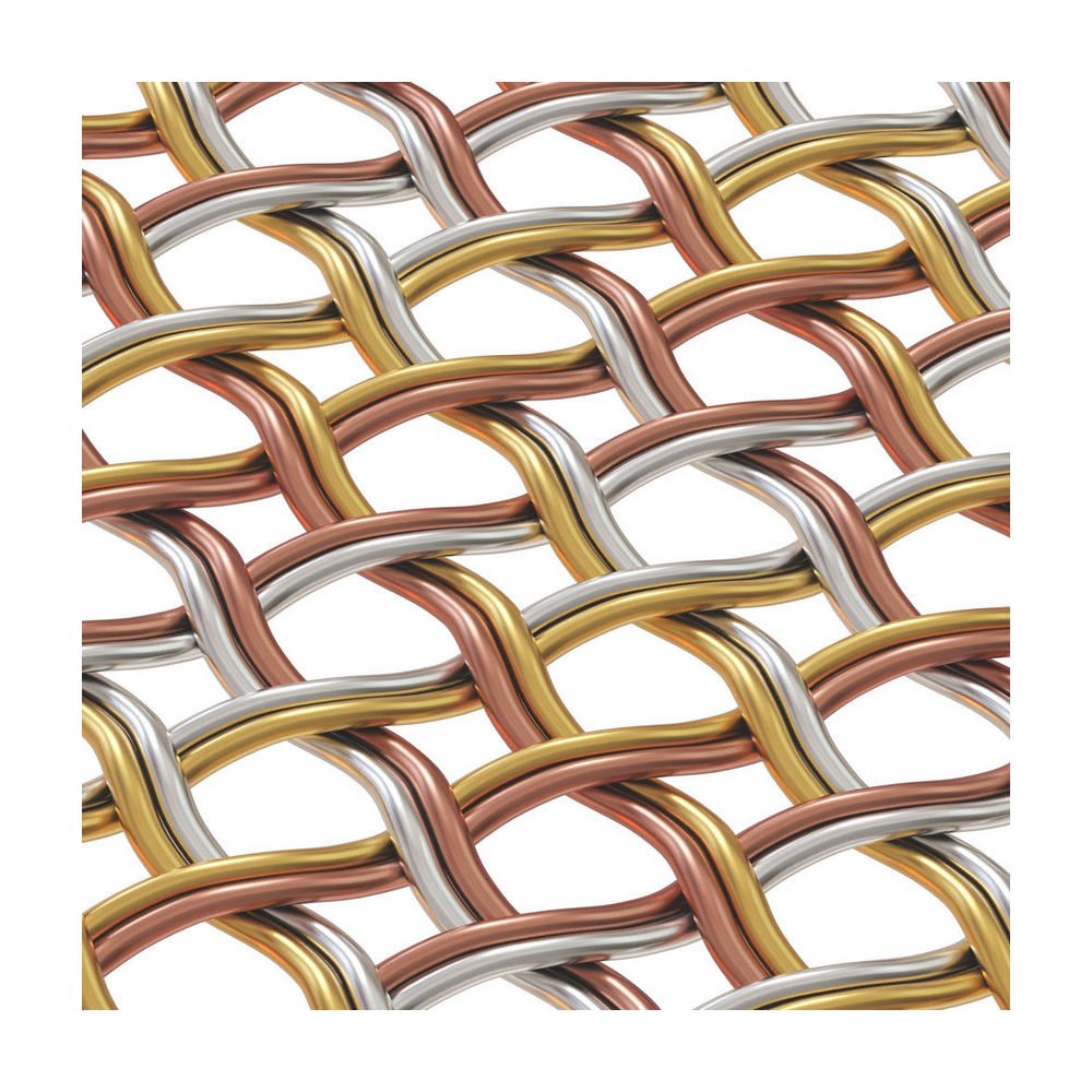 3mm Spring Coated Steel Gold Wire Mesh Sheets 20x20x1.5mm Fence Decorative Diamond Brass Wire 18 Mesh