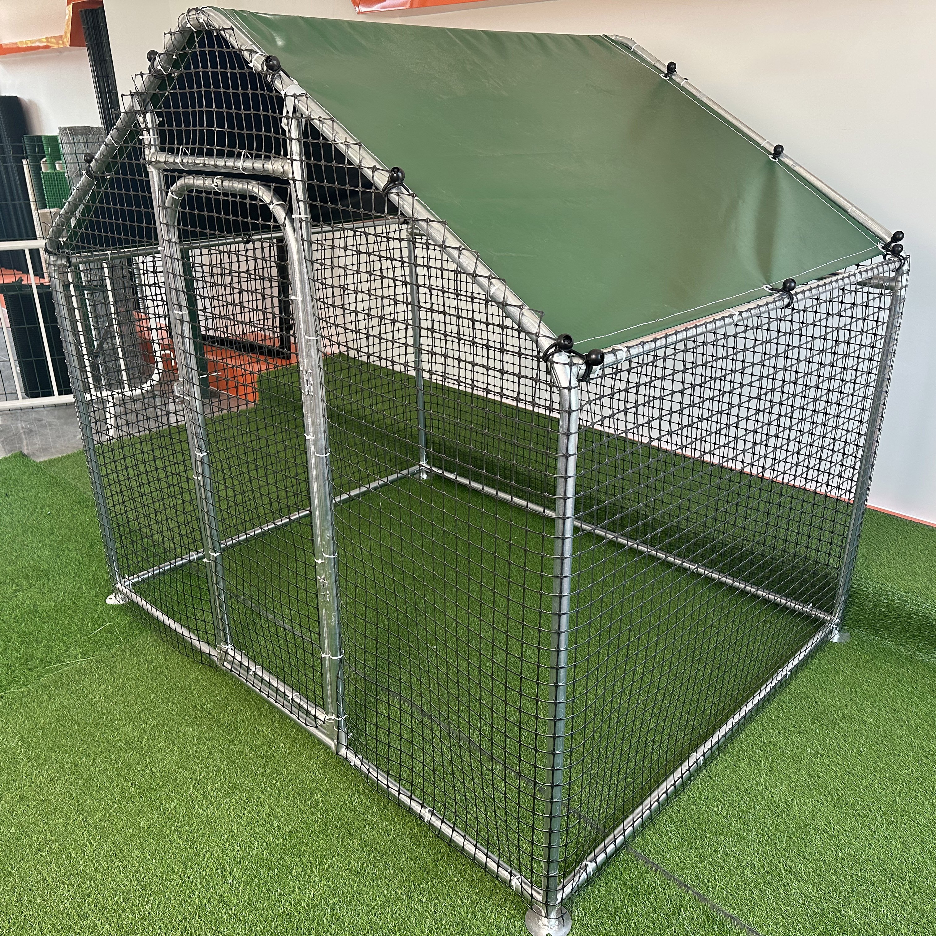 Metal welded mesh dog kennel large animal cages, double door steel dog house