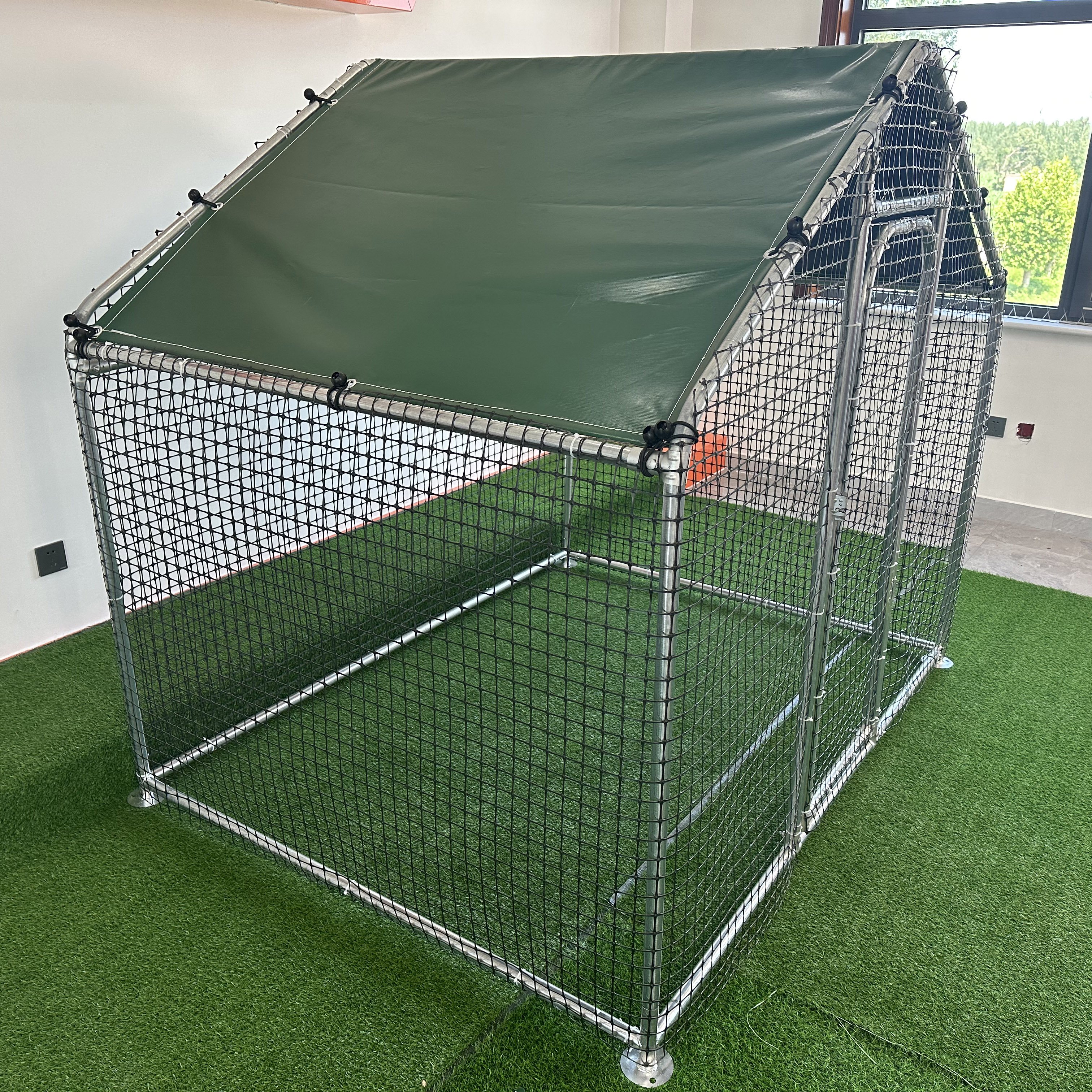 Metal welded mesh dog kennel large animal cages, double door steel dog house