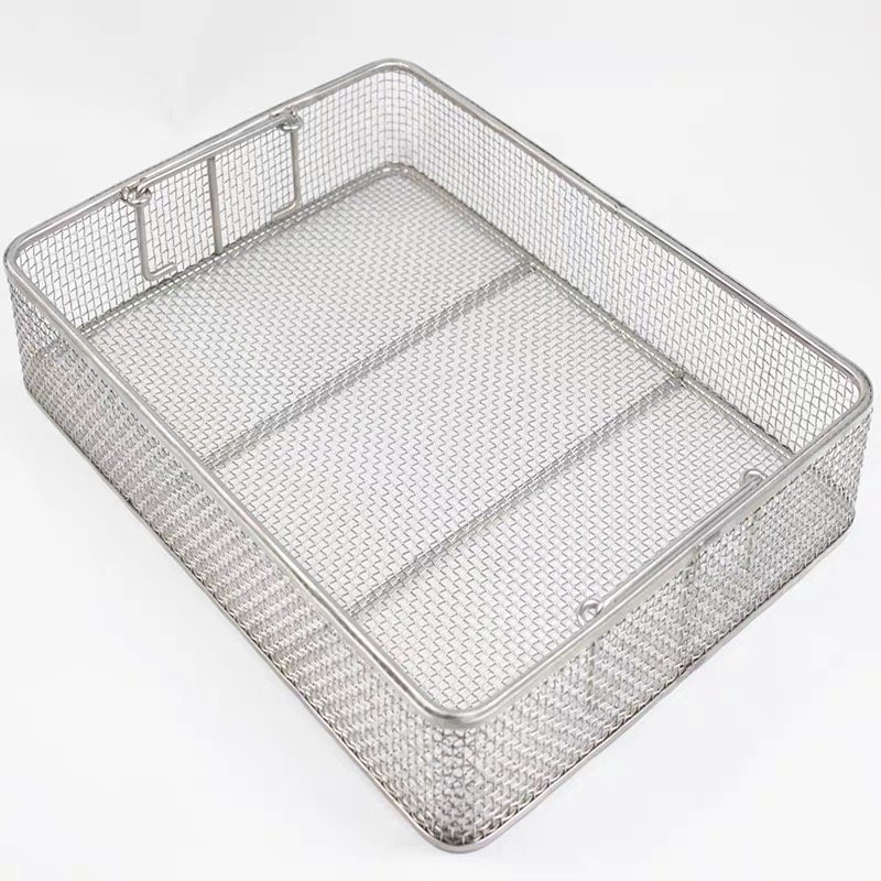New Design Stainless Steel Wire Mesh Storage Basket With Handle Metal Customized Basket For Storage