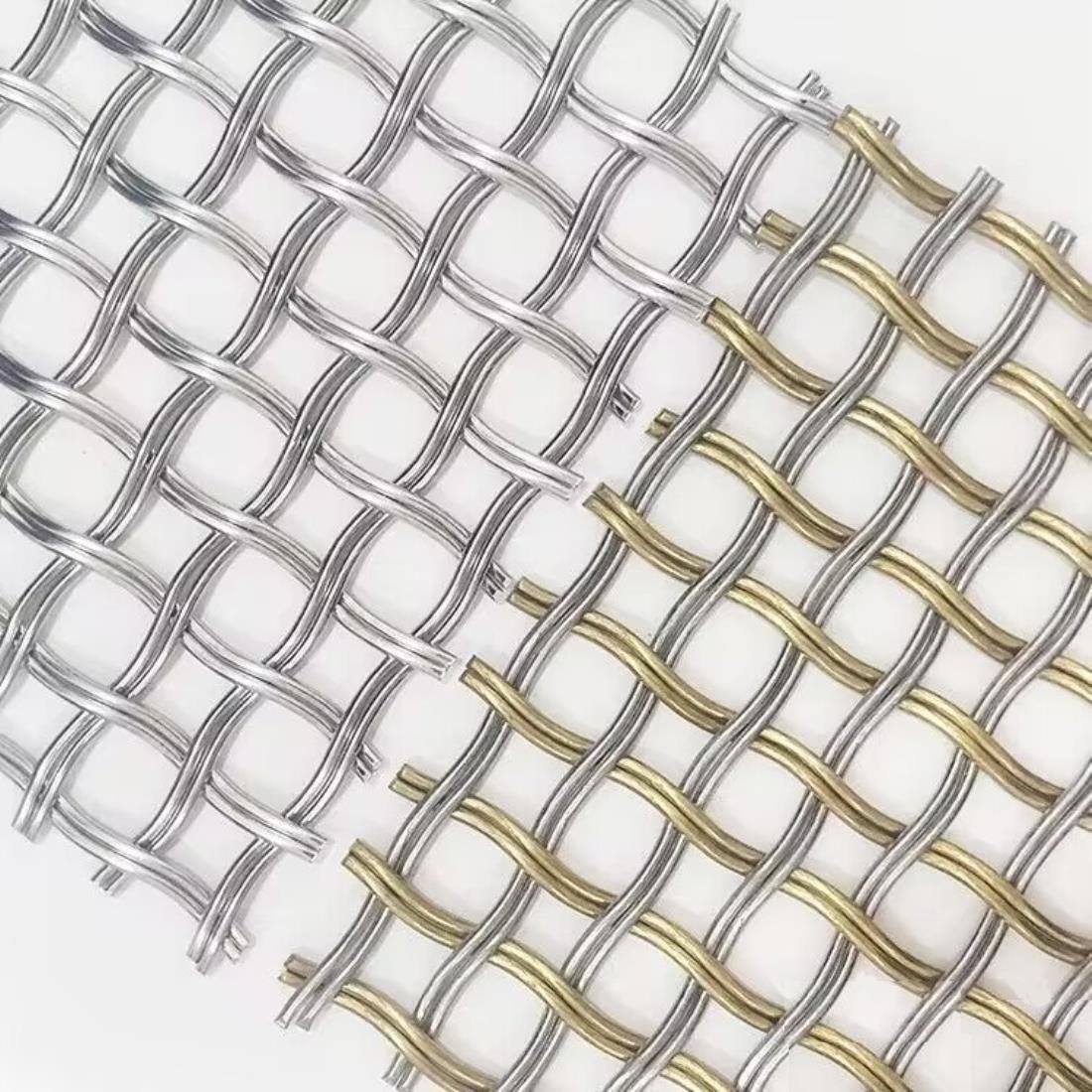 Decorative Square Titanium Woven Wire Mesh Antique Brass Architectural Woven Wire Mesh