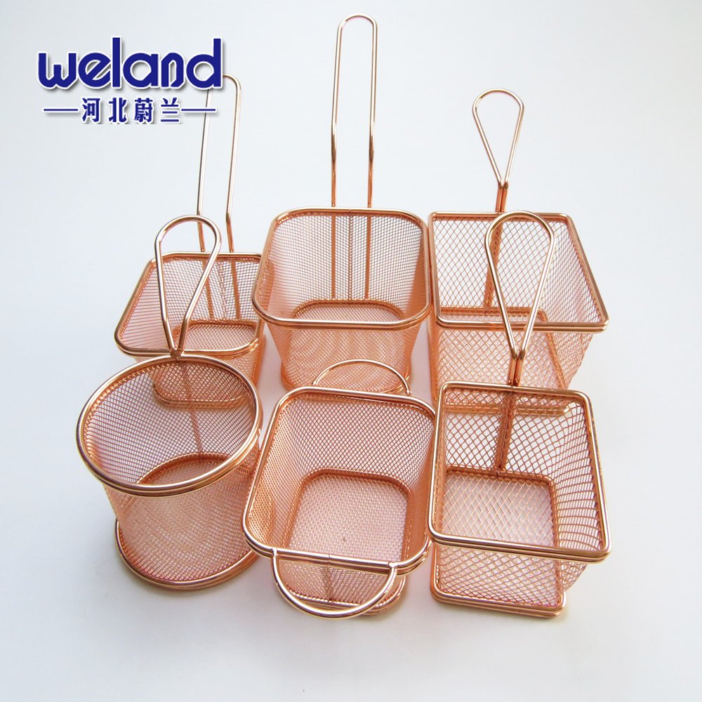 Stainless Steel Mesh 304 Rectangle Round Square Chip Fry Mini Fryer Basket