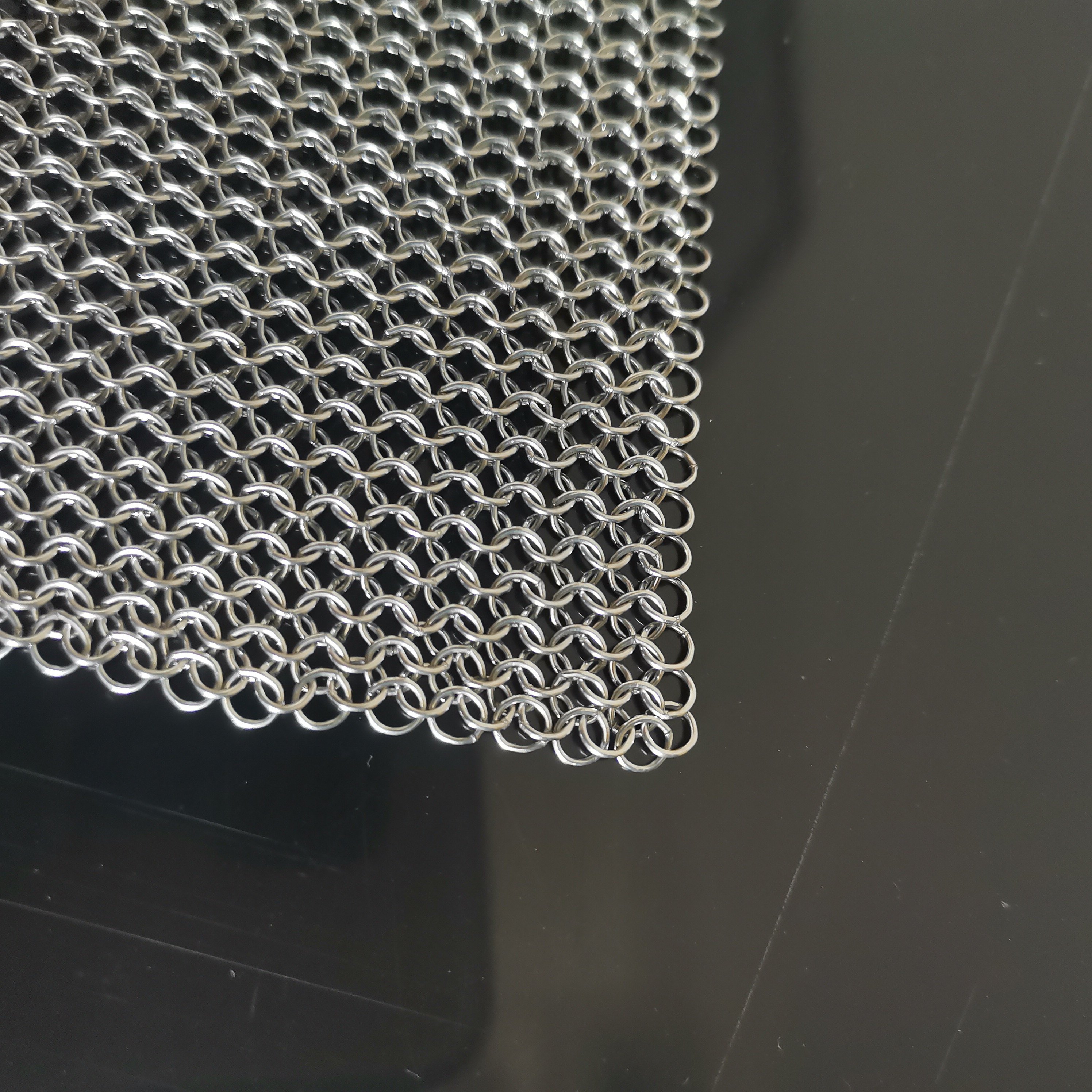 Stainless steel 316 chain mail wall curtain ring mesh weld chain mail build decorative mesh