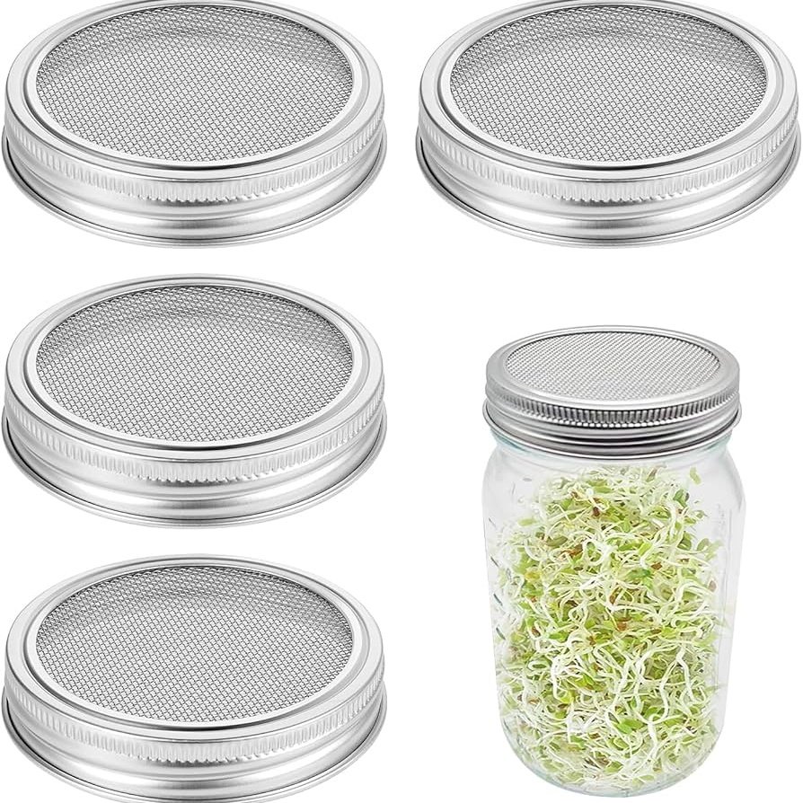 304 Stainless Steel Wire Mesh Seed Sprouting Jar Lids Regular Mouth Mason Jars Strainer Screen